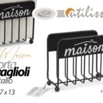 PORTATOVAGLIOLI DA TAVOLA METALLO NERO MAISON ELEGANTE CASA PIZZERIA 15*7*13 cm