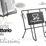 PORTA MENù RICETTARIO LEGGIO RICETTE CUOCO CHEF SUPPORTO TAVOLA CUCINA METALLO