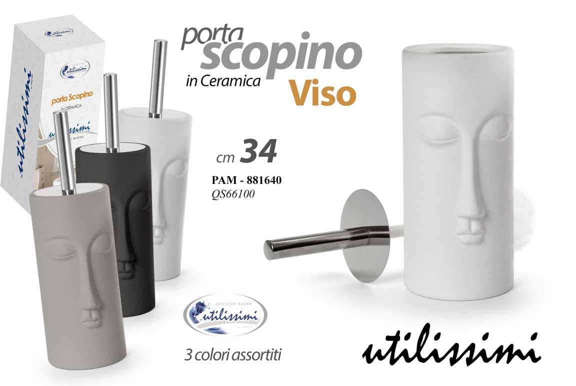 8025569881640 Portascopino da bagno Porta Scopino WC Spazzolone Water CHIC VISO ELEGANTE 34 cm - immagine 1