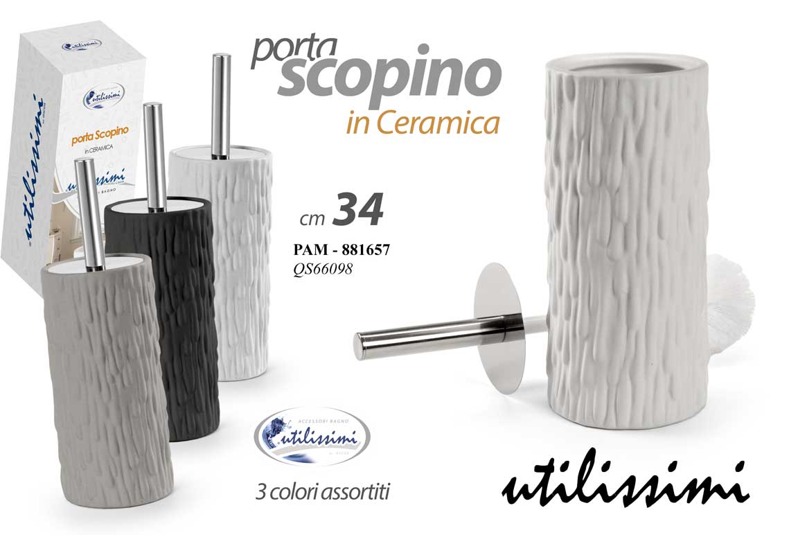 8025569881657 Portascopino da bagno Porta Scopino WC Spazzolone Water STILE COLA VERNICE 34 cm - immagine 1