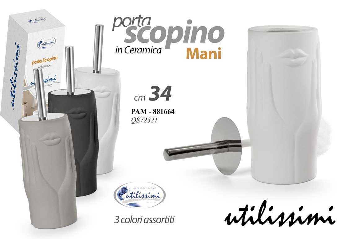 8025569881664 Portascopino da bagno Porta Scopino WC Spazzolone Water CHIC MANI VISO 34 cm - immagine 1