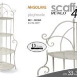 SCAFFALE ANGOLARE ANGOLO LIBRERIA PIEGHEVOLE 4 RIPIANI METALLO BIANCO 166*33 CM