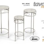 SET 3 COLONNINE TAVOLINI TONDI METALLO BIANCO PORTA PIANTA FIORI 70/60/50CM