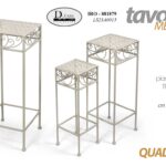 SET 3 COLONNINE TAVOLINI PORTA PIANTA FIORI QUADRATI METALLO BIANCO 70/60/50CM