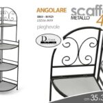 SCAFFALE ANGOLARE ANGOLO ETAGERE LIBRERIA PIEGHEVOLE 4 RIPIANI METALLO 162*35cm