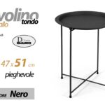TAVOLO TAVOLINO TONDO CAFFè DIVANO SALOTTO METALLO NERO MODERNO PIEGHEVOLE 51*47