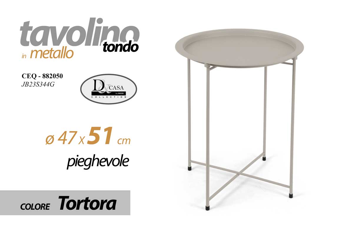 8025569882050 TAVOLO TAVOLINO TONDO CAFFè DIVANO SALOTTO METALLO MODERNO PIEGHEVOLE h51*47cm - immagine 1