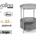 TAVOLO TAVOLINO TONDO CON RIPIANO CESTA METALLO MODERNO PIEGHEVOLE 43*43*h52 cm