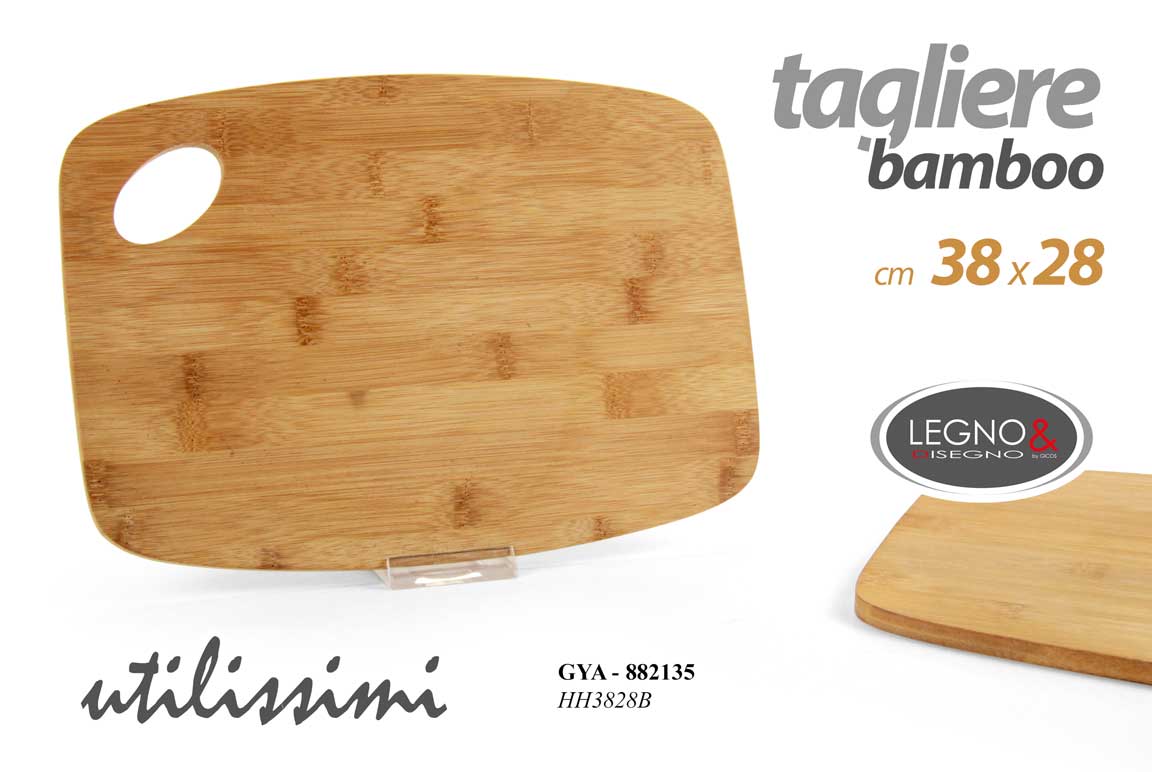 8025569882135 Tagliere rettangolare cucina legno bamboo vassoio portata salumi formaggi 38x28 - immagine 1