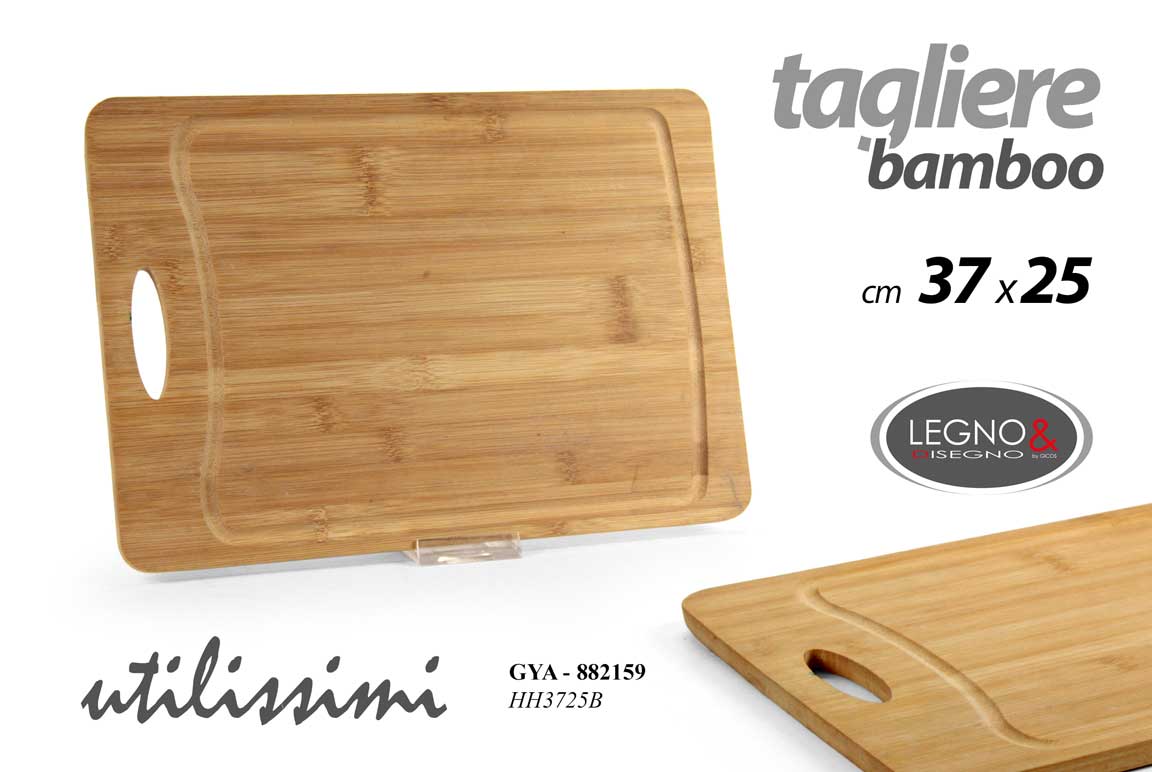 8025569882159 Tagliere rettangolare cucina legno bamboo vassoio portata salumi formaggi 37*25 - immagine 1