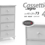 CASSETTIERA 4 CASSETTI LEGNO BIANCA MOBILETTO SLIM SALVASPAZIO H73*L40*P29 cm