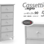 CASSETTIERA SLIM SALVASPAZIO 5 CASSETTI CUCINA BAGNO SALOTTO BIANCA TOT 90*40*29