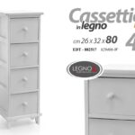 CASSETTIERA SLIM SALVASPAZIO 4 CASSETTI CUCINA BAGNO SALOTTO BIANCA TOT 80*26*32