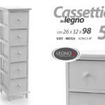 CASSETTIERA SLIM SALVASPAZIO 5 CASSETTI LEGNO BIANCA MOBILETTO H98*L26*P32 cm