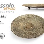 VASSOIO METALLO TONDO ANTICATO COLOR BRONZO ORO CLASSICO VINTAGE 28*28*3CM