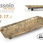 VASSOIO METALLO RETTANGOLARE ANTICATO COLOR BRONZO ORO CLASSICO VINTAGE 42*17*3
