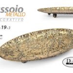 VASSOIO METALLO OVALE ANTICATO COLOR BRONZO ORO CLASSICO VINTAGE 36*19*3 CM
