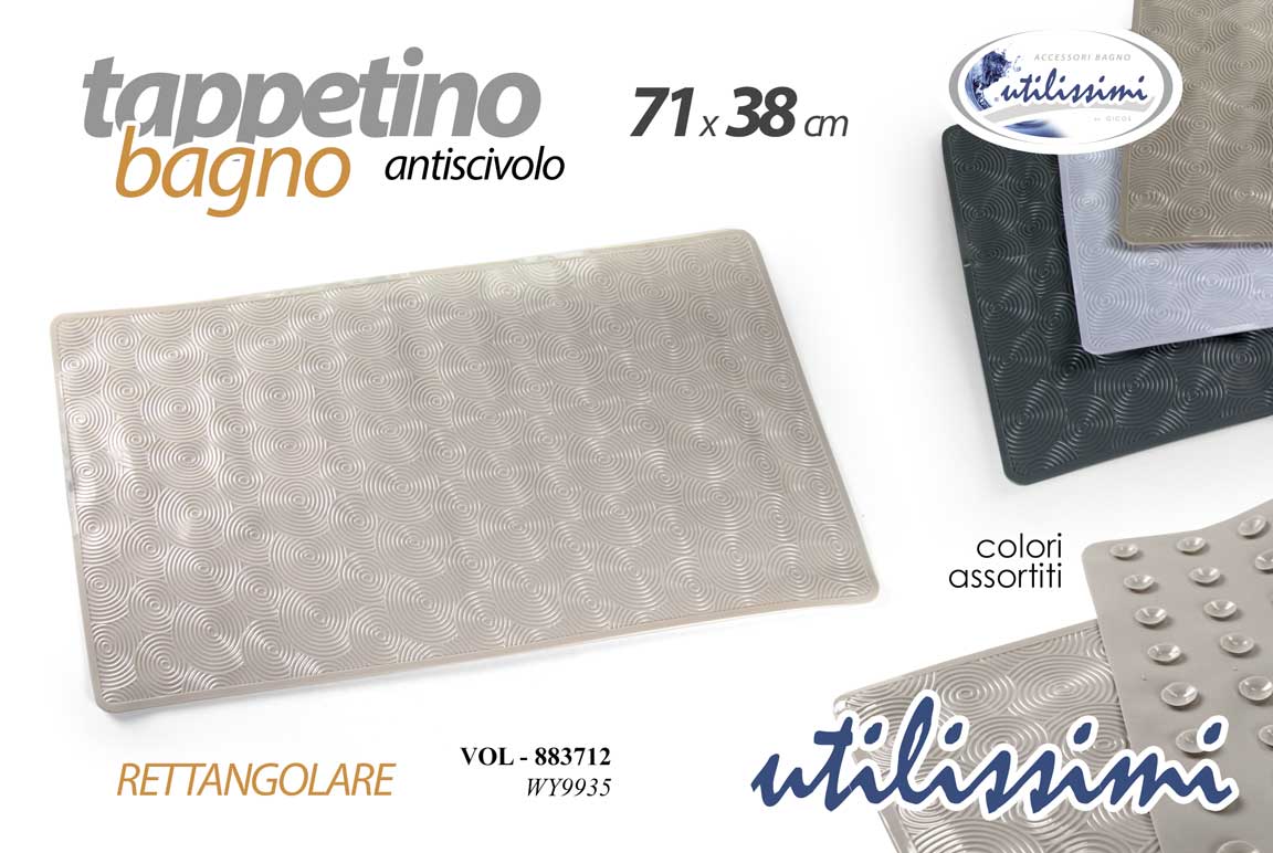 8025569883712 TAPPETO DOCCIA ANTISCIVOLO Vasca RETTANGOLARE BAGNO MODERNO PVC QALITY 71*38 CM - immagine 1