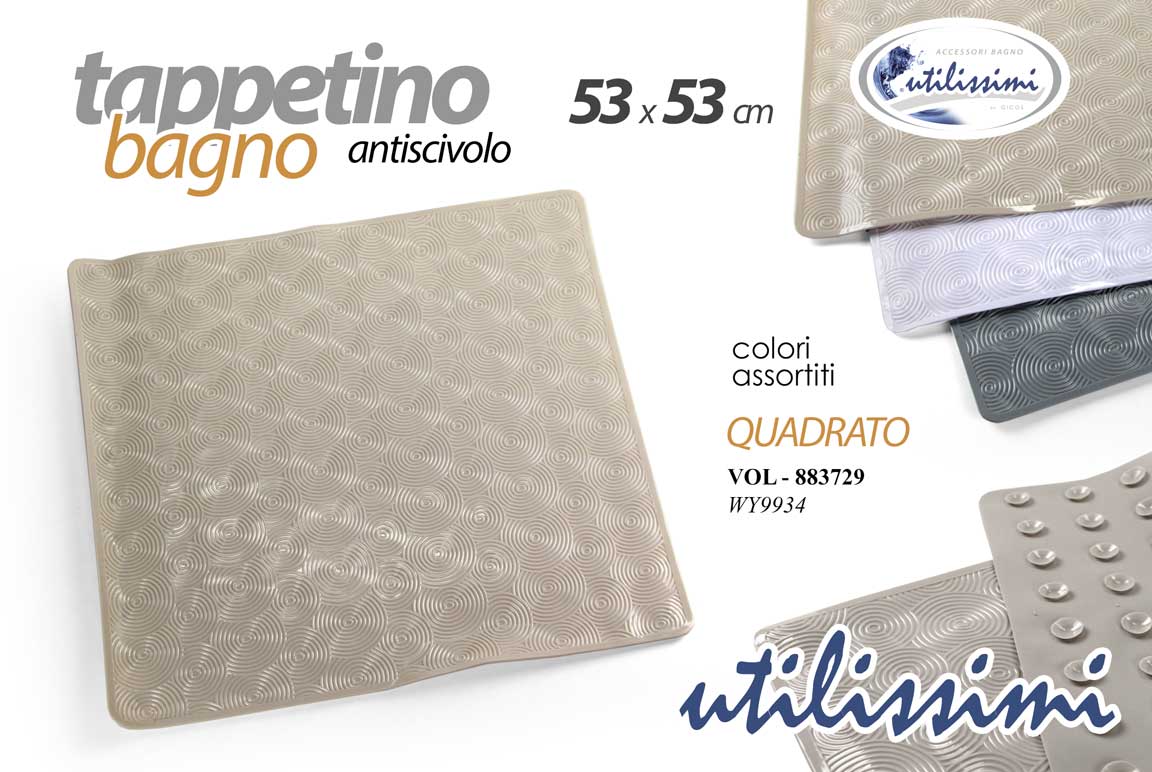 8025569883729 TAPPETO DOCCIA ANTISCIVOLO Vasca QUADRATO BAGNO MODERNO PVC QALITY 53*53CM - immagine 1