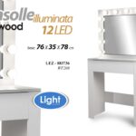 CONSOLLE TAVOLO 12 LUCI LED POSTAZIONE TRUCCO SPECCHIO SGABELLO MODERNO 76*35*78
