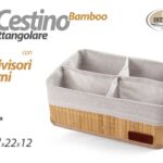 CESTINO BAMBOO ORGANIZER CESTA RIGIDA TESSUTO RETTANGOLARE MULTIUSO 32*22*12CM