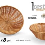 Cestino portapane tondo cucina vassoio frutta tavola pvc intrecciato ass 22*8