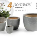 4 VASI CACHEPOT CERAMICA MODERNO CLASSICO VINTAGE VASO DECO GRIGIO 29/21/15/12