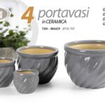 4 VASI CACHEPOT CERAMICA MODERNO CLASSICO VINTAGE VASO AVVOLG GRIGIO 30/23/17/12