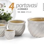 4 VASI CACHEPOT CERAMICA MODERNO CLASSICO VINTAGE VASO AVVOLG BIANCO 30/23/17/12