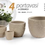 4 VASI CACHEPOT CERAMICA MODERNO CLASSICO VINTAGE VASO SASSI TORTORA 28/20/14/10