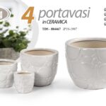 4 VASI CACHEPOT CERAMICA MODERNO CLASSICO VINTAGE VASO SASSI BIANCO 28/20/14/10