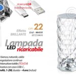 LAMPADA TAVOLO LED BRILLANTE RICARICABILE TOUCH Dimmerabile STIL CRISTALLO 22 cm