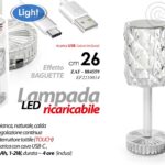 LAMPADA TAVOLO LED RICARICABILE TOUCH Dimmerabile PUB RISTORANTI HOTEL CRISTALLO