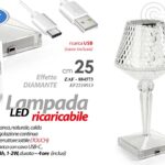 LAMPADA TAVOLO LED RICARICABILE TOUCH Dimmerabile PUB RISTORANTI HOTEL CRISTALLO