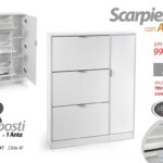 SCARPIERA BASSA ARMADIO SLIM SALVASPAZIO LEGNO MODERNA BIANCA TOTAL 122*99*24
