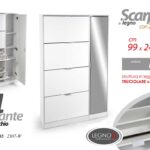 SCARPIERA BASSA 4 ANTE + SPECCCHIO ARMADIO SLIM SALVASPAZIO MODERNA 160* 99*24cm