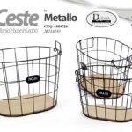 3 CESTE CESTA PORTA OGGETTI SALOTTO NEGOZIO VETRINA METALLO OVALI 44/40/36 cm