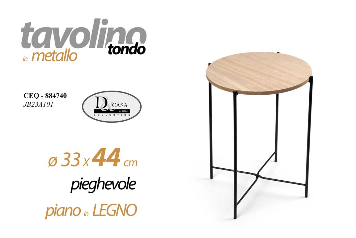 8025569884740 TAVOLO TAVOLINO TONDO CAFFè DIVANO SALOTTO LEGNO METALLO MODERNO CLASSICO 44*34 - immagine 1