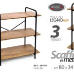 Libreria Scaffale METALLO INDUSTRIALE 3 Ripiani Casa Ufficio Bagno h80*34*80