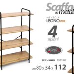 LIBRERIA SCAFFALE METALLO CUCINA BAGNO SALOTTO SALVASPAZIO LEGNO 112*80*34 cm