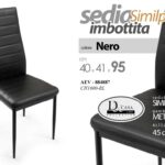 SEDIA NERA ECOPELLE METALLO NERO IMBOTTITA SALA PRANZO CUCINA UFFICIO 95cm