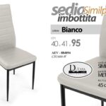 SEDIA BIANCA ECOPELLE METALLO NERO IMBOTTITA SALA PRANZO CUCINA UFFICIO 95cm