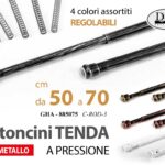 2 PZ ASTA BASTONE TENDA Estensibile REGOLABILE METALLO COLOR ASSORTITI 50-70CM