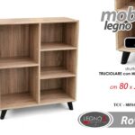 MOBILE MOBILETTO Libreria Design Moderna Scaffale Ripiani ROVERE 80*30*H90