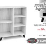MOBILETTO SCAFFALE LIBRERIA MADERNA SALVASPAZIO MOBILE BIANCO LEGNO H90*80*30