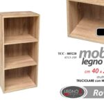 MOBILE LIBRERIA SCAFFALE BASSO MOBILETTO MODERNO DESIGN ROVERE LEGNO 80*40*24 cm