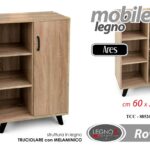 MOBILETTO MOBILE 5 CASSETTI CUCINA SALOTTO BAGNO LEGNO MARRONE 60*30*H90CM