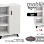 MOBILETTO MOBILE 5 CASSETTI CUCINA SALOTTO BAGNO LEGNO BIANCO 60*30*H90CM