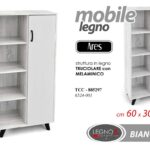 MOBILE LEGNO ARMADIO SCAFFALE LIBRERIA BIANCO LEGNO CASA UFFICIO 130*60*30 cm