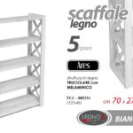 LIBRERIA SCAFFALE SALVASPAZIO 5 RIPIANI LEGNO BIANCO CASA UFFICIO 121*70*27 cm
